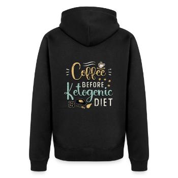 Ketogenic Diet Lover Coffee Ketosis Coffee Lover - Unisex Premium Bio Zip Hoodie - Schwarz - Hinten - Nico (187cm)