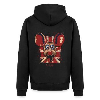 Royaume-Uni drapeau britannique rat de bande dessinée - Veste à capuche bio Premium Unisexe - noir - Dos - Nico (187cm)