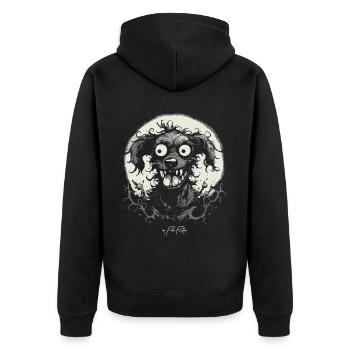 Horror Hund aus der Hölle - Unisex Premium Bio Zip Hoodie - Schwarz - Hinten - Nico (187cm)