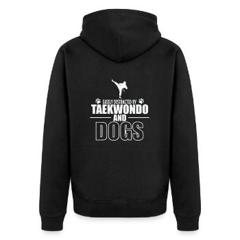 Easily Distracted by Taekwondo and Dogs - Unisex Premium Organic Zip Hoodie - black - Back - Nico (187cm)