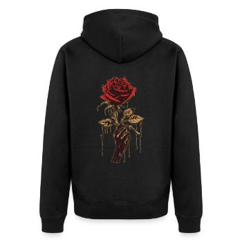 Main tenant Rose doux Grunge Vintage Goth esthétique - Veste à capuche bio Premium Unisexe - noir - Dos - Nico (187cm)