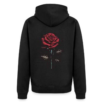 Rose Ästhetik Soft Grunge Vintage Goth Geschenk - Unisex Premium Bio Zip Hoodie - Schwarz - Hinten - Nico (187cm)