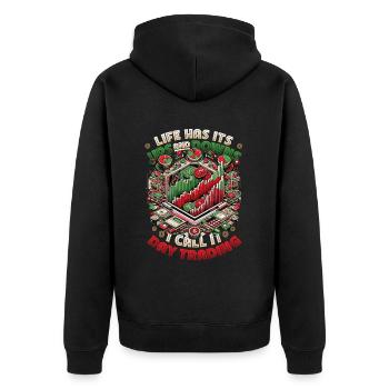 Aktien Börse Trading Chart - Lustiges Daytrader - Unisex Premium Bio Zip Hoodie - Schwarz - Hinten - Nico (187cm)