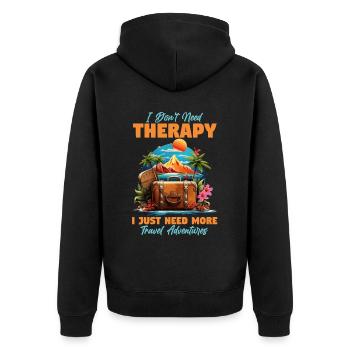 I Just Need More Travel Adventures Vacation Explor - Unisex Premium Bio Zip Hoodie - Schwarz - Hinten - Nico (187cm)
