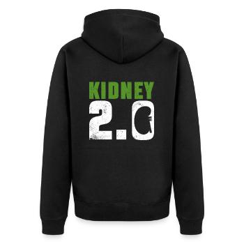 Organspender Niere Organtransplantation - Unisex Premium Bio Zip Hoodie - Schwarz - Hinten - Nico (187cm)