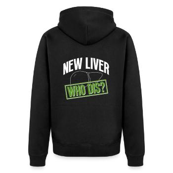 Organspender Leber Organtransplantation - Unisex Premium Bio Zip Hoodie - Schwarz - Hinten - Nico (187cm)