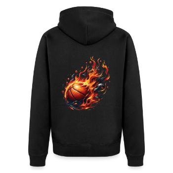 A basketball on fire - Unisex Premium Organic Zip Hoodie - black - Back - Nico (187cm)
