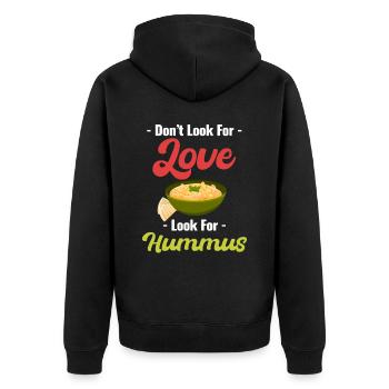 Suchen Sie Nicht Nach Liebe, Suchen Sie Nach - Unisex Premium Bio Zip Hoodie - Schwarz - Hinten - Nico (187cm)