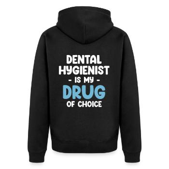 Dentalhygienikerin Ist Mein Medikament Der Wahl - Unisex Premium Bio Zip Hoodie - Schwarz - Hinten - Nico (187cm)