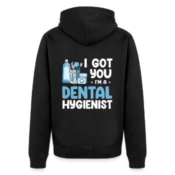 Ich Hab Dich, Ich Bin Ein Dentalhygieniker, - Unisex Premium Bio Zip Hoodie - Schwarz - Hinten - Nico (187cm)