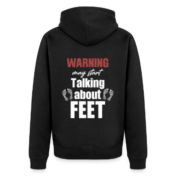 Warning may start talking about feet - Unisex Premium Organic Zip Hoodie - black - Back - Nico (187cm)