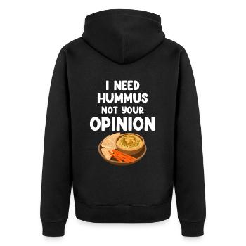 Ich Brauche Hummus Nicht Ihre Meinung Glutenfreie - Unisex Premium Bio Zip Hoodie - Schwarz - Hinten - Nico (187cm)