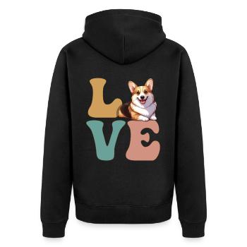 Pembroke Welsh Corgi amoureux des chiens - Veste à capuche bio Premium Unisexe - noir - Dos - Nico (187cm)
