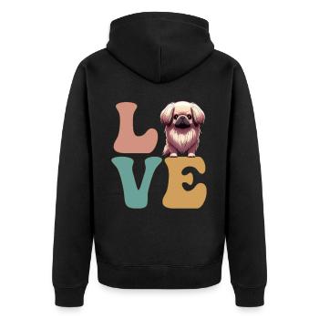Pekinese Hundeliebhaber - Unisex Premium Bio Zip Hoodie - Schwarz - Hinten - Nico (187cm)