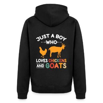 Goats & Chickens Funny Goat Lover - Unisex Premium Bio Zip Hoodie - Schwarz - Hinten - Nico (187cm)
