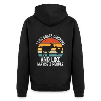 Goats & Chickens Funny Goat Lover - Unisex Premium Bio Zip Hoodie - Schwarz - Hinten - Nico (187cm)