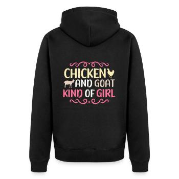 Goats & Chickens Funny Goat Lover - Unisex Premium Bio Zip Hoodie - Schwarz - Hinten - Nico (187cm)