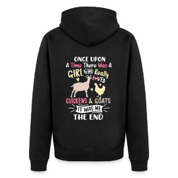Goats & Chickens Funny Goat Lover - Unisex Premium Bio Zip Hoodie - Schwarz - Hinten - Nico (187cm)