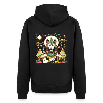 Bastet Déesse égyptienne Égypte Pyramide Égypte - Veste à capuche bio Premium Unisexe - noir - Dos - Nico (187cm)