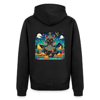 Bastet Déesse égyptienne Égypte Pyramide Égypte - Veste à capuche bio Premium Unisexe - noir - Dos - Nico (187cm)