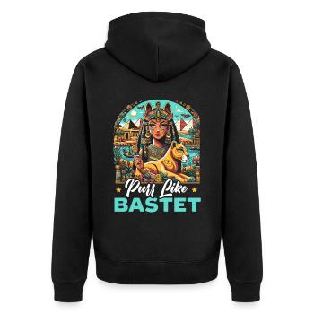 Bastet Déesse égyptienne Égypte Pyramide Égypte - Veste à capuche bio Premium Unisexe - noir - Dos - Nico (187cm)