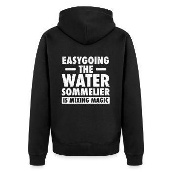 Wassersommelier - Unisex Premium Bio Zip Hoodie - Schwarz - Hinten - Nico (187cm)