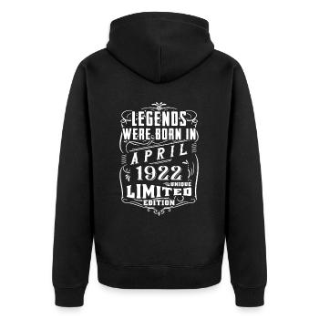 Anniversaire Avril 1922 Année Edition Limitée - Veste à capuche bio Premium Unisexe - noir - Dos - Nico (187cm)