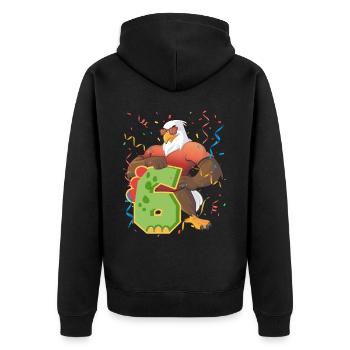 Bald eagle design for sixth birthday - Unisex Premium Organic Zip Hoodie - black - Back - Nico (187cm)