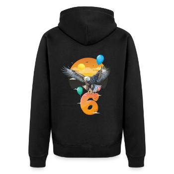 Bald eagle design for sixth birthday - Unisex Premium Organic Zip Hoodie - black - Back - Nico (187cm)
