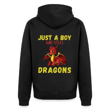 Just A Boy Who Loves Dragons - Unisex Premium Organic Zip Hoodie - black - Back - Nico (187cm)