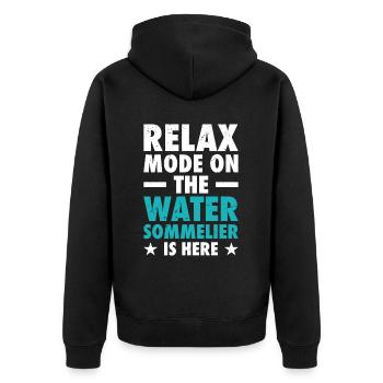 Wasser-sommelier - Unisex Premium Bio Zip Hoodie - Schwarz - Hinten - Nico (187cm)