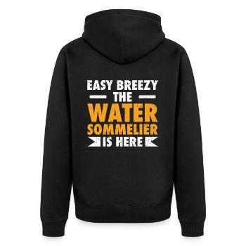 Wasser-sommelier - Unisex Premium Bio Zip Hoodie - Schwarz - Hinten - Nico (187cm)