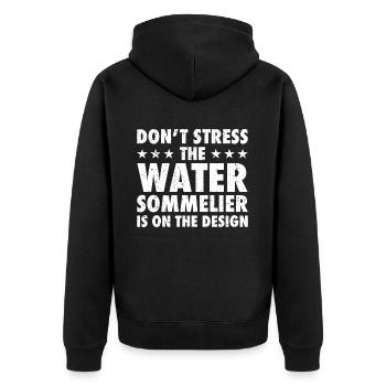 Wassersommelier - Unisex Premium Bio Zip Hoodie - Schwarz - Hinten - Nico (187cm)