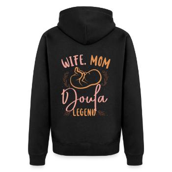 Doula accoucheuse maman femme. Maman. - Veste à capuche bio Premium Unisexe - noir - Dos - Nico (187cm)
