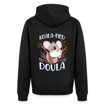 Doula accoucheuse Koala - Veste à capuche bio Premium Unisexe - noir - Dos - Nico (187cm)