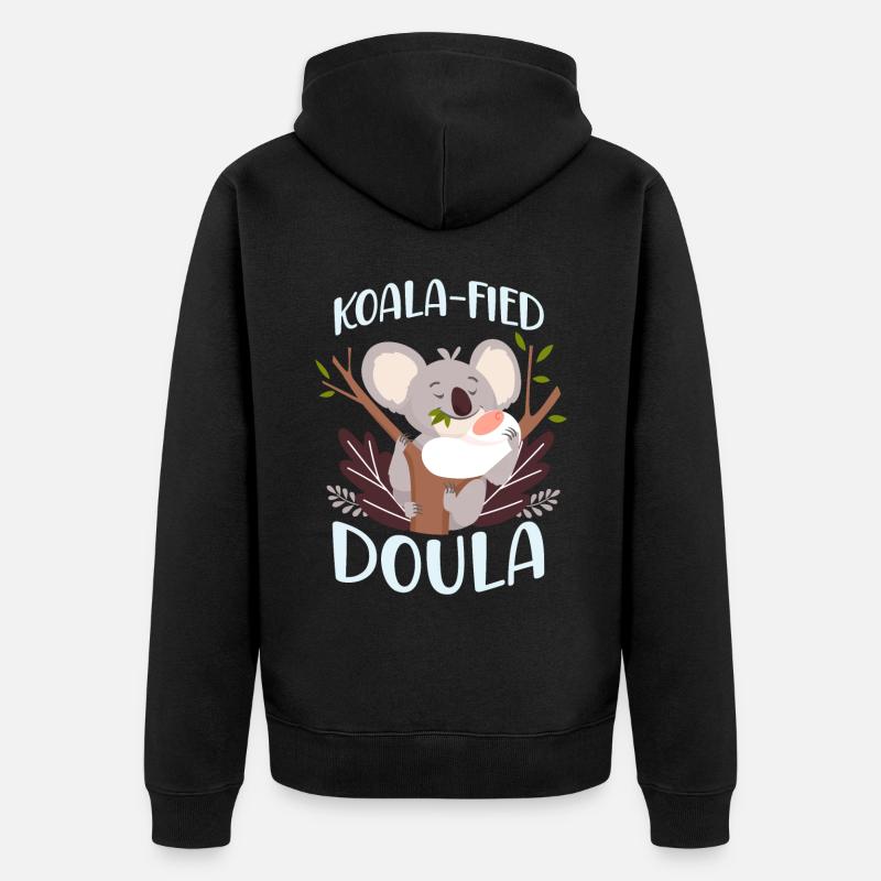 Doula Birth Worker Koala - Unisex Premium Bio Zip Hoodie - Schwarz