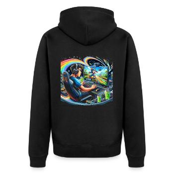 Speedrunning Video Game Player Gamer Gaming - Unisex Premium Organic Zip Hoodie - black - Back - Nico (187cm)