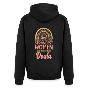 Doula Birth Worker Rainbow God - Unisex Premium Bio Zip Hoodie - Schwarz - Hinten - Nico (187cm)