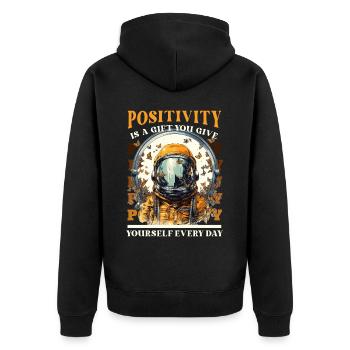 Butterflies Astronaut Inspirational Positive Kindn - Unisex Premium Bio Zip Hoodie - Schwarz - Hinten - Nico (187cm)