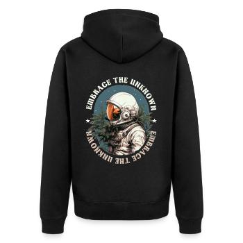 Embrace The Unknown Confidence Growth Mindset Astr - Unisex Premium Bio Zip Hoodie - Schwarz - Hinten - Nico (187cm)