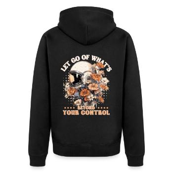 Wildflower Space Helmet Astronaut Positive Mindset - Unisex Premium Bio Zip Hoodie - Schwarz - Hinten - Nico (187cm)