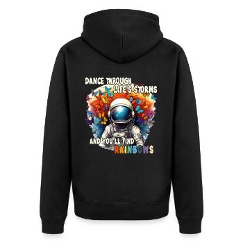 Positive Astronaut Rainbow Butterflies Resilience - Unisex Premium Bio Zip Hoodie - Schwarz - Hinten - Nico (187cm)
