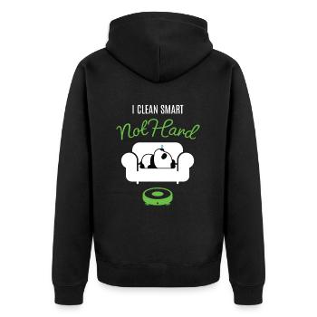 Pandabär Panda I Clean Smart Saugroboter - Unisex Premium Bio Zip Hoodie - Schwarz - Hinten - Nico (187cm)