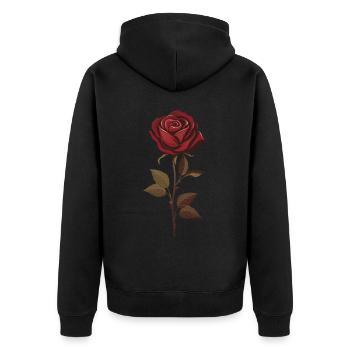 Rote Rose Vintage Grafik Ästhetik Blume Geschenk - Unisex Premium Bio Zip Hoodie - Schwarz - Hinten - Nico (187cm)