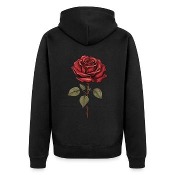 Rose rouge esthétique Vintage graphique fleur cadeau - Veste à capuche bio Premium Unisexe - noir - Dos - Nico (187cm)