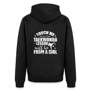 Touchez-moi et votre première leçon de taekwondo - Veste à capuche bio Premium Unisexe - noir - Dos - Nico (187cm)