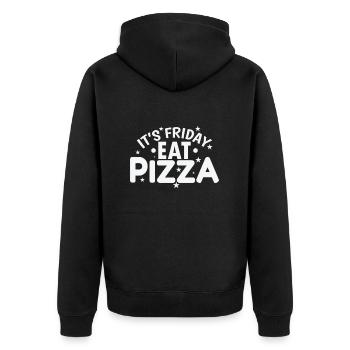 It’s Friday Eat Pizza Salami und Käse - Unisex Premium Bio Zip Hoodie - Schwarz - Hinten - Nico (187cm)