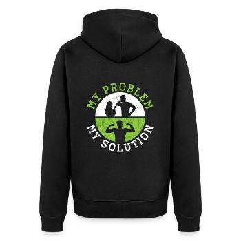 Low Carb Diet Lover My Problem My Pictogram Dad - Unisex Premium Bio Zip Hoodie - Schwarz - Hinten - Nico (187cm)