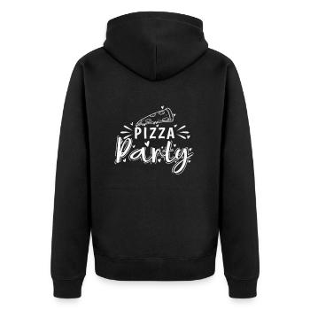 Pizza Party italienisch und Käse - Unisex Premium Bio Zip Hoodie - Schwarz - Hinten - Nico (187cm)
