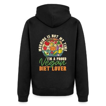 Végétalien Diet Lover Morning Is Not My Time Nourriture végétalienne - Veste à capuche bio Premium Unisexe - noir - Dos - Nico (187cm)